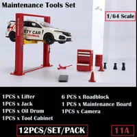 12Pcs/Set Diorama 1/64 Car Garage Maintenance Tools Alloy Die-Cast Model Car Garage Display Scene Model Toy 2