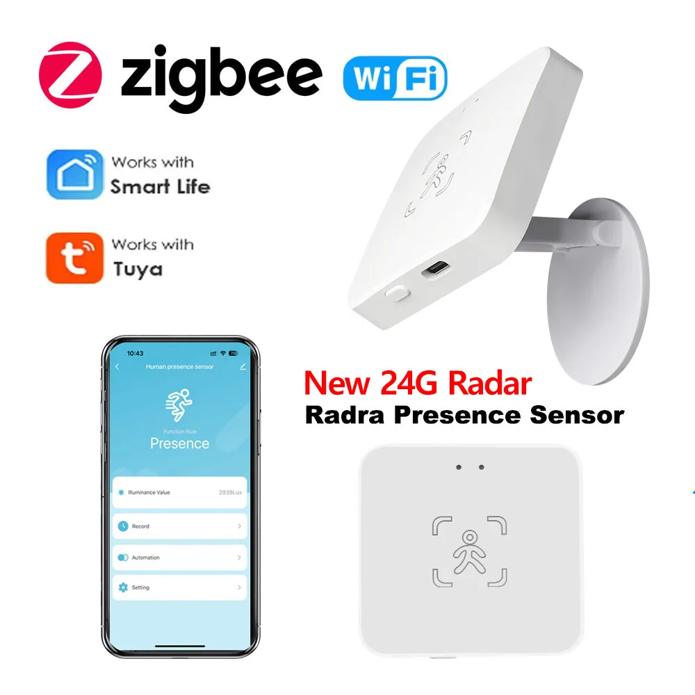 Human Presence Sensor Tuya WiFi / Zigbee Luminance/Distance Detection Smart PIR Support Home Assistant