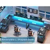 L Shaped Gaming Desk, 51" Computer Desk with Storage Shelves, Gamer Desk with Power Outlets & LED Lights,Black 2