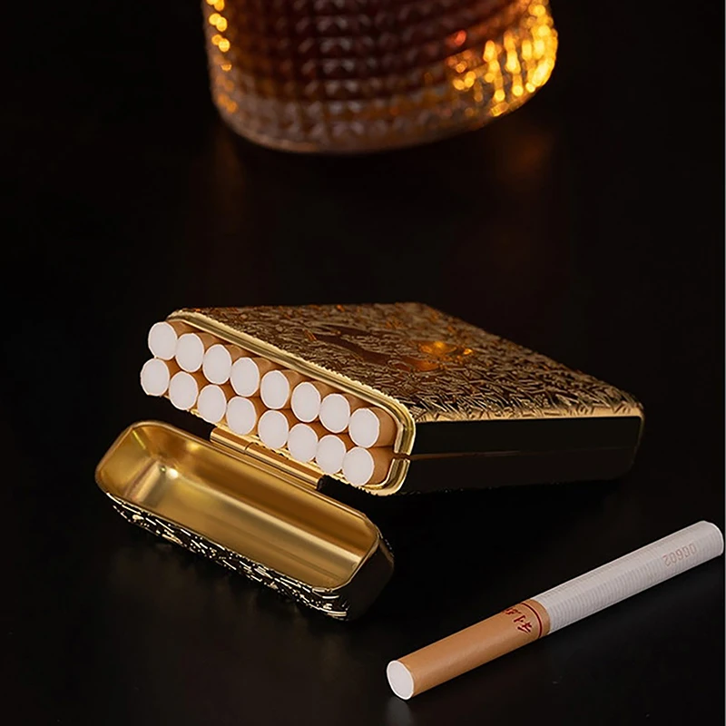 fancy cigarette box New Luxury Vintage Engraved Cigarette Case Holder Pocket Cigarette Storage  Box For 16 Cigarettes Container Men's Gift