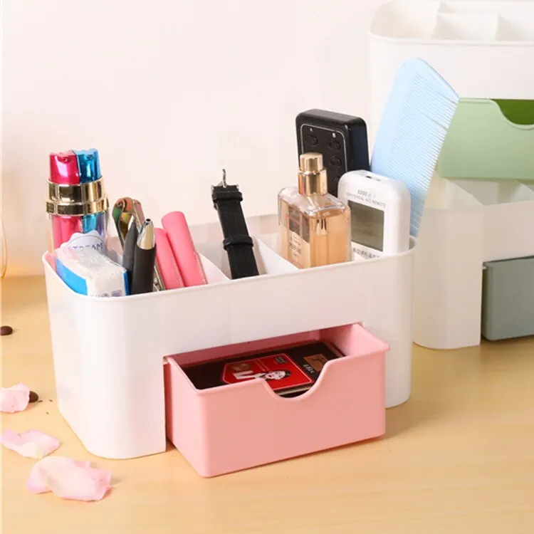 Makeup Storage Box Jewelry Cosmetics Drawer Style Plastic Office Desktop Dressing Table Lipstick Sorting Shelf