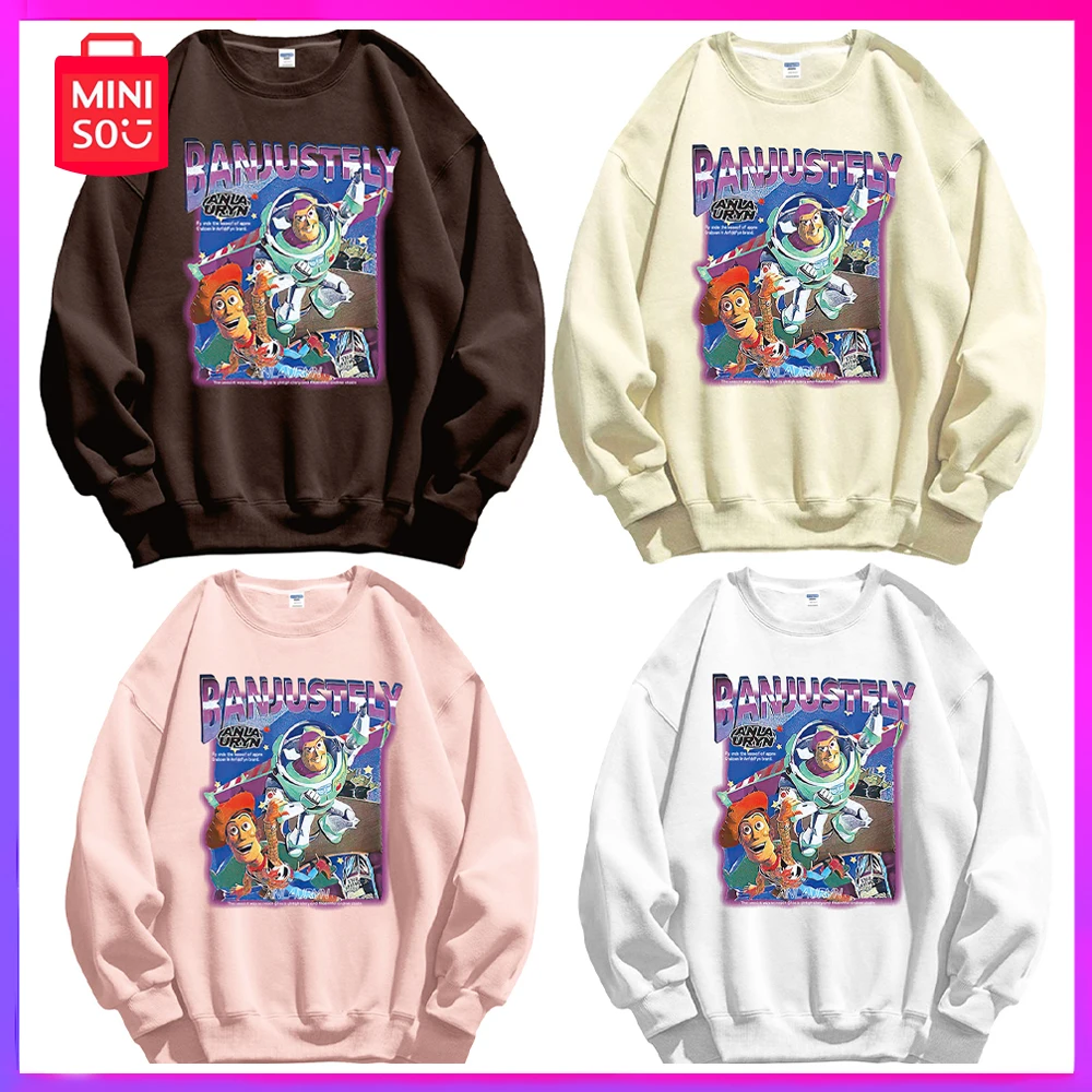 

Miniso Toy Story3 Buzz Lightyear Printed Cotton Round Neck Sweatshirt Autumn Loose Long Sleeved Velvet Jacket Christmas Gift