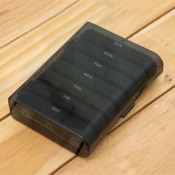 Portable Black 21-Compartment Weekly Pill Organizer and Storage Case (Black black)