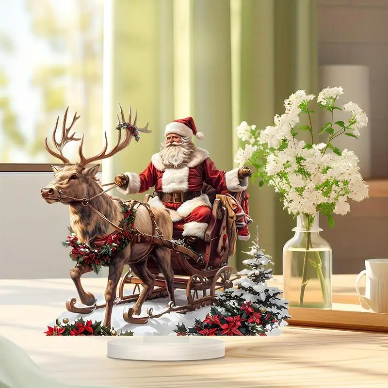 Christmas Santa Claus Figurine 2D Acrylic Christmas Reindeer