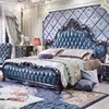 Silver Vintage Wooden Double Bed Blue Soft Gold Luxury Japanese Double Bed King Size Adults Metal Letto Matrimoniale Furniture 4