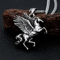 High Quality Fly Horse Pendant Necklace Stainless Steel Pegasus Necklaces Punk Hip Hop for Men Women Fashion Jewelry Gifts 1