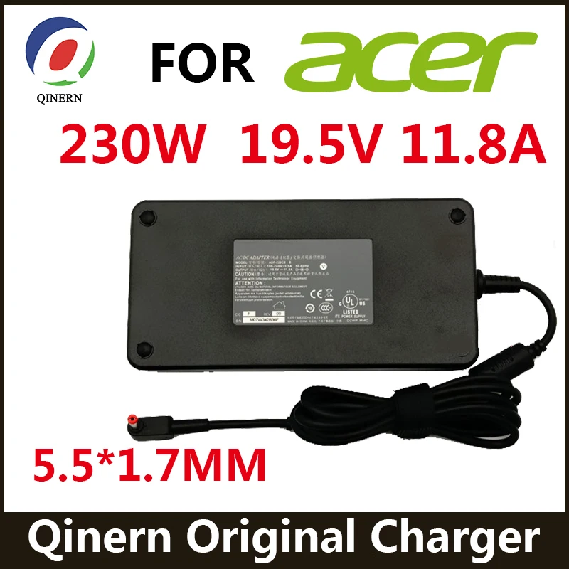 Carregador Adaptador ca para Laptop Acer N17c1 N1812 N18w3 N20c1 Nitro An51741 Adp230cb b 19.5v 11.8a 5.5×1.7 mm 230w