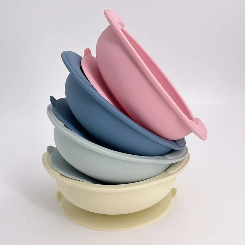 ChildrensDishesBabySiliconeSuckerBowlBPAFreeBabyFeeding