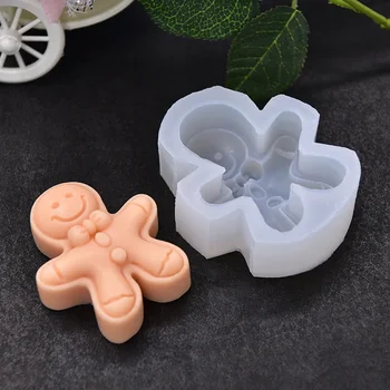 Smile Face Gingerbread Man Silicone Mold Gingerbread Sugar Cake DIY Candle Making Supplies Mould Festival Christmas Decoraions 2