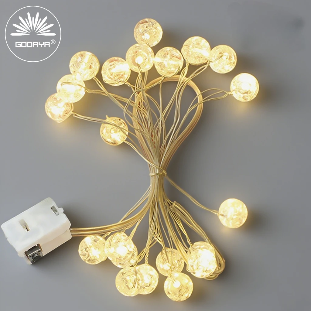 Battery-Powered Crackle Ball LED String Lights - Outdoor Garden & Event Decoration