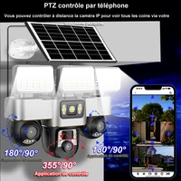3 caméras solaires PTZ 4G Protection de sécurité à domicile intelligente détection humaine moniteur de Surveillance alerte Push Solaire puissance caméra de vidéosurveillance 5