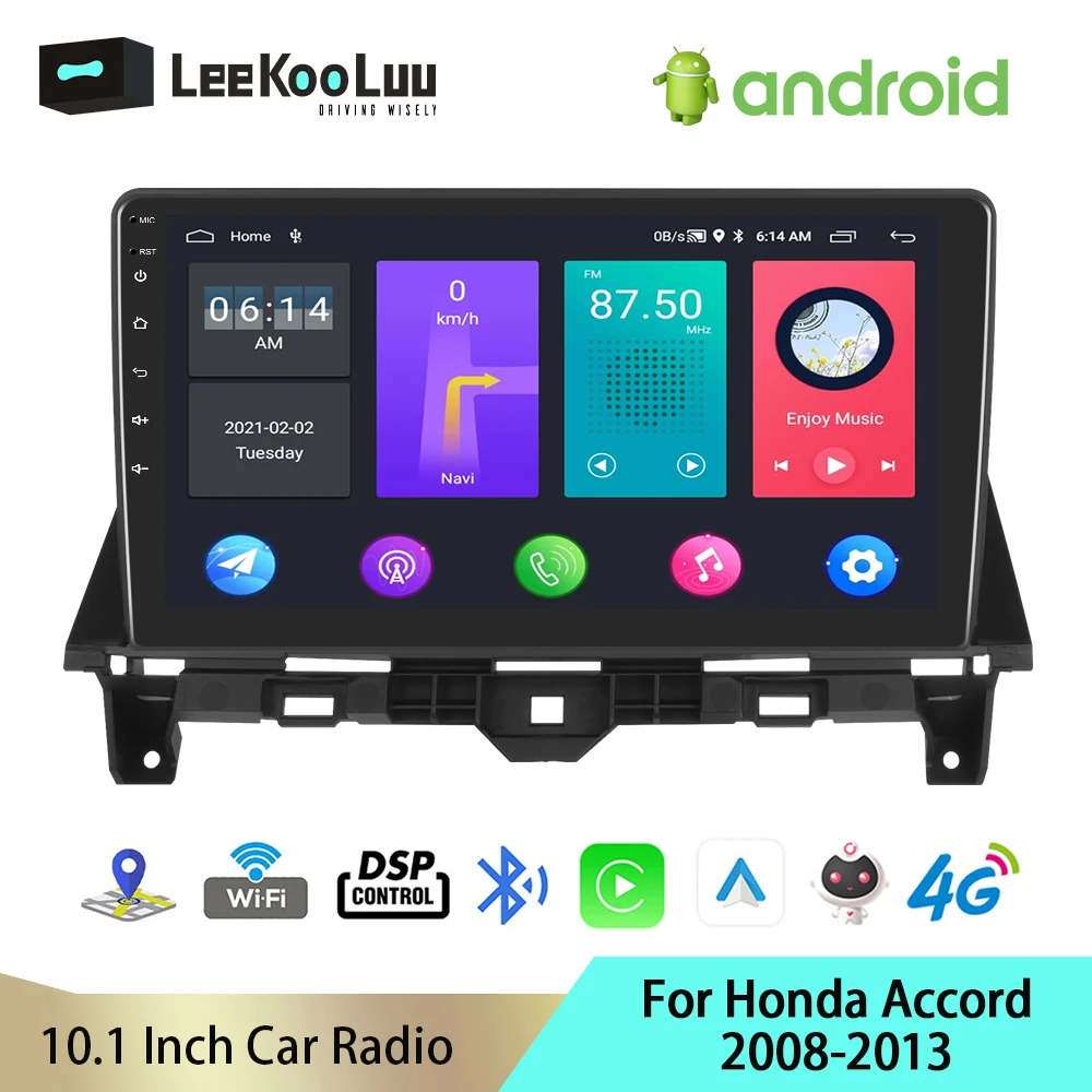 LeeKooLuu Car Radio Stereo Android Multimedia Player GPS Navigation Wireless Carplay Auto 4G WiFi DSP For Honda Accord 2008-2013