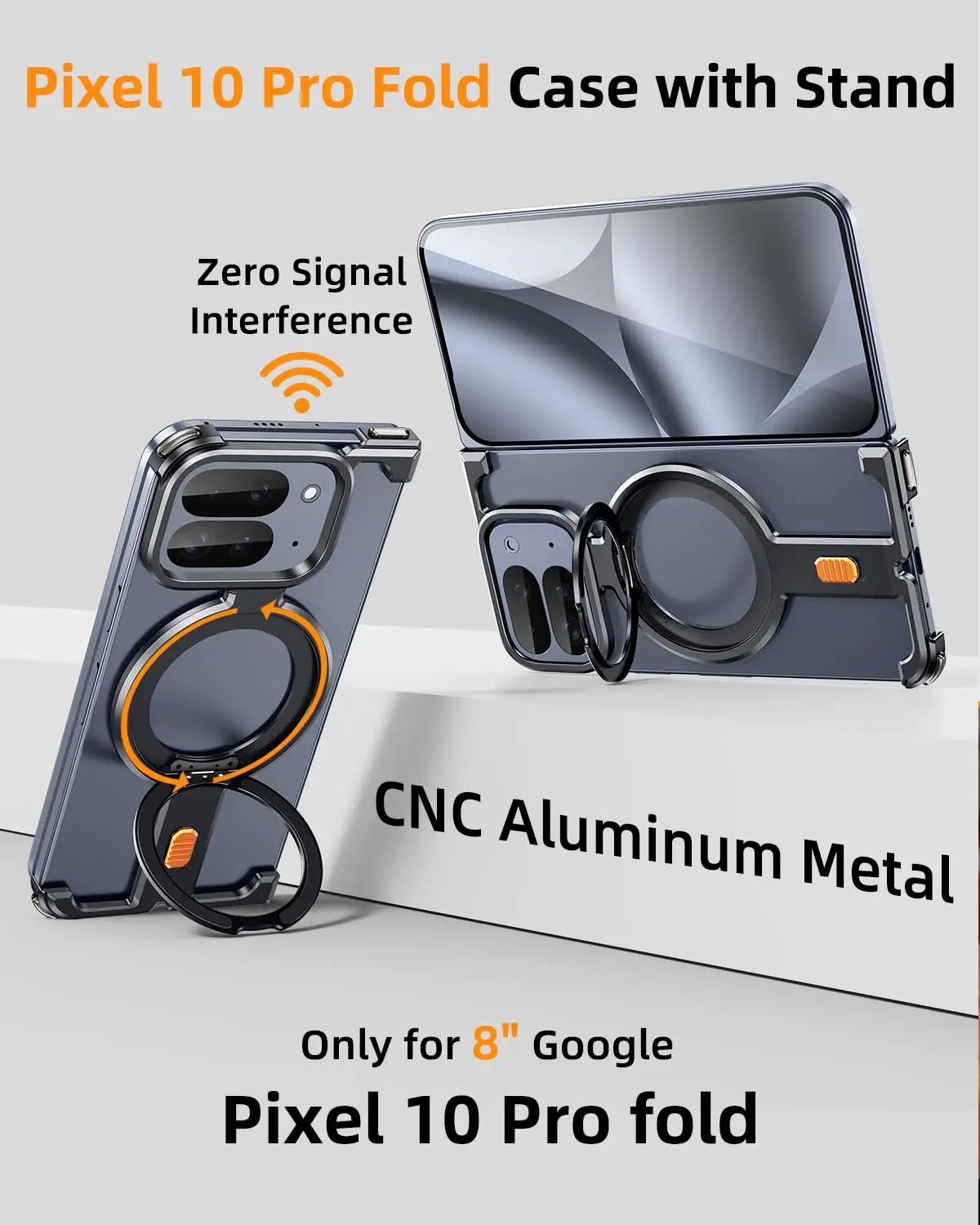 Eary Aluminum Metal Phone Cover with 360° Rotation Stand and Drop Protection