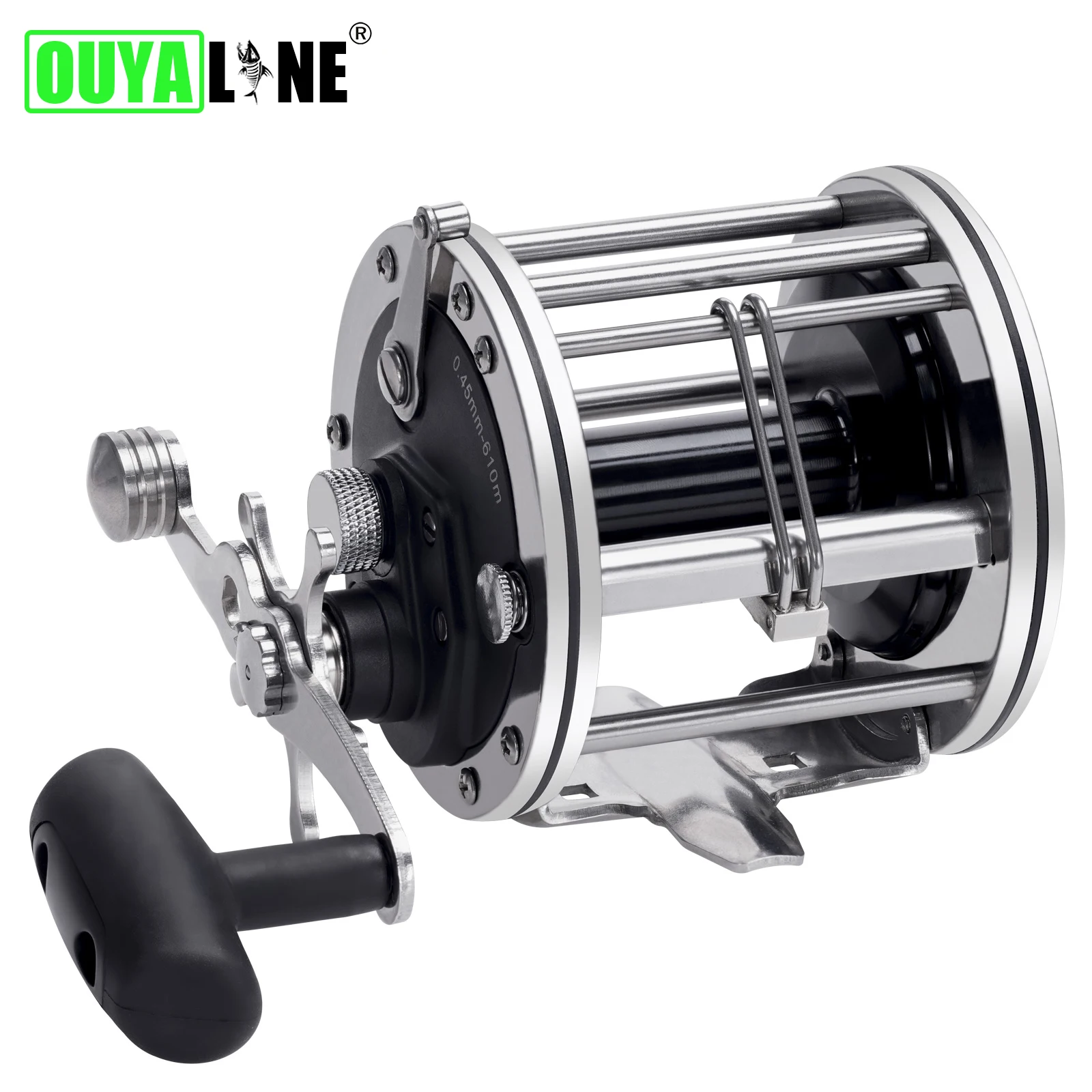 Wantao Reel Black Drum Moulinet Pêche Engrenage Traîne - Robuste Pour Pêche En Mer