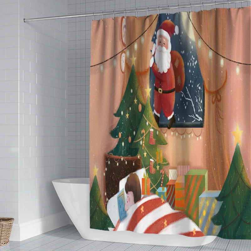 

Christmas Series Sanitary Partition Shower Curtain Digital Customization Free Punching Shower Curtains Halloween Curtains Baño