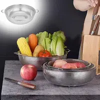 16.5cm-31.5 cm Stainless Steel Vegetable Basin New Style Fruit Basket Rice Sieve Wash Colander Food Pot 2