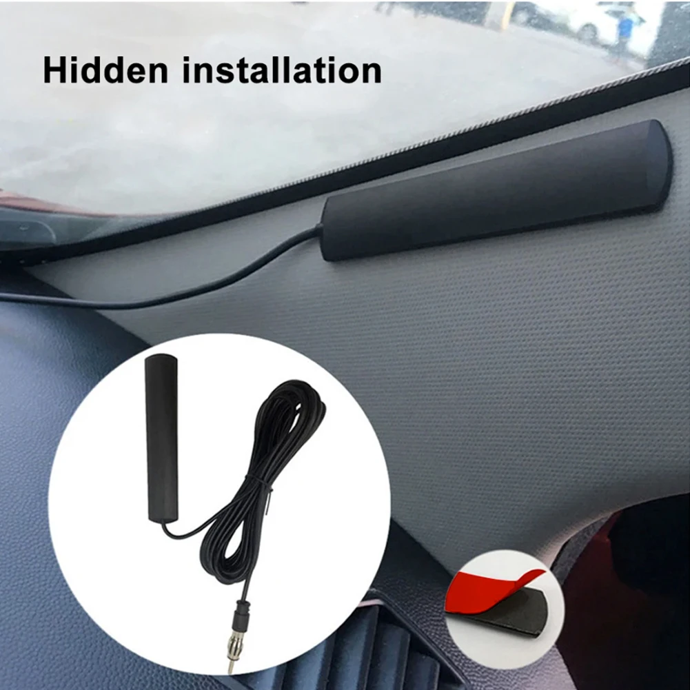 Car Radio Antenna DC 5-12V Car Interior Hidden Amplified Antenna Radio Patch Aerial For Truck Motorcycle Boat