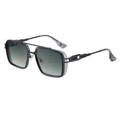 Vintage Retro Square Frame Sunglasses - Men's Punk Style UV400 Protection (C5)