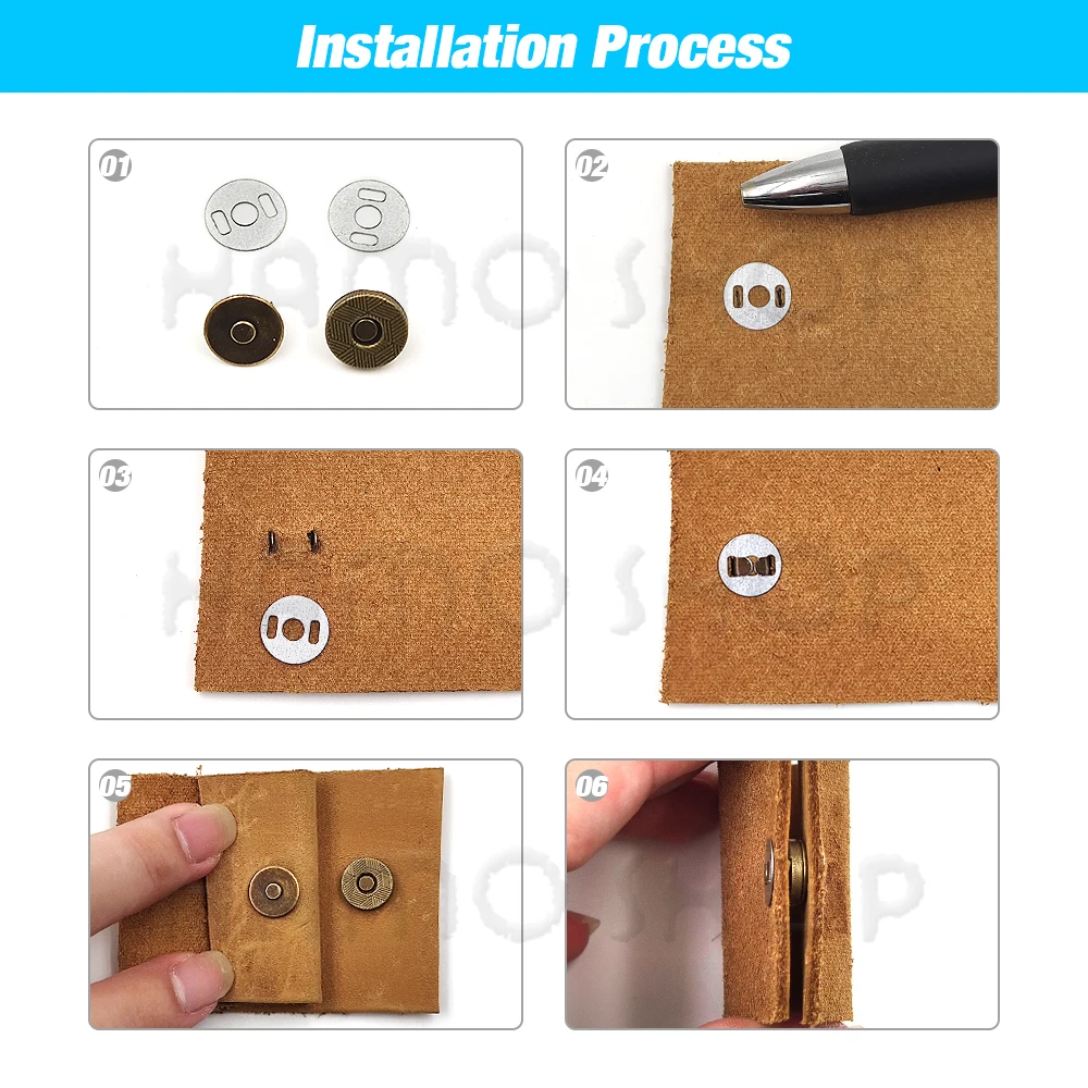 20sets/lot 10mm-18mm Magnetic Buttons Bags Clasp Snaps Magnet Automatic Adsorption Thin Wallet Button DIY Sewing Craft With Box 6