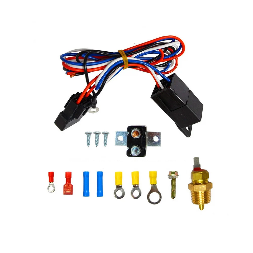 

175-185 Degree Electric Cooling Fan Thermostat Kit Temp Sensor Temperature Switch 40A RELAY KIT