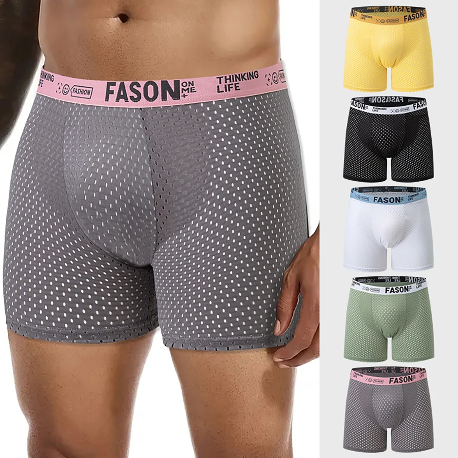 5-piece Set Of Men's Solid Color Underwear Breathable Quick Drying Fashionable Sporty Comfortable And Suitable For Teenagers