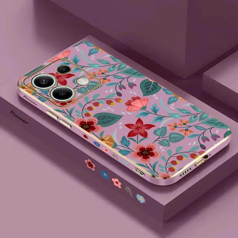 Red Flower Luxury Plating Phone Case