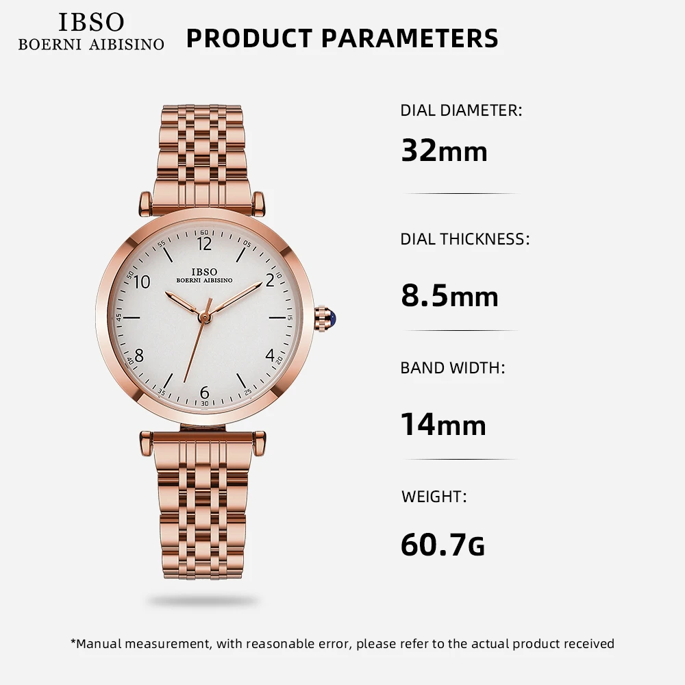 IBSO 2023 New Simple Design Women Quartz Watches Stainless Steel Strap Luminous 3ATM Waterproof  Hot Selling Watch Ladies #3662