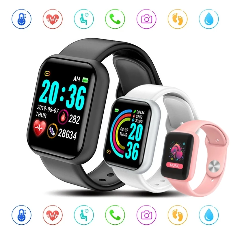 Smart Watches Fitness Bracelet Women Men Bluetooth Connected Phone Music Sports Bracelet Sleep Monitor Y68 Clock Smartwatch D20 digital watch