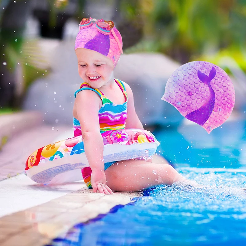 Gorro de natación para niños y niñas, gorro de piscina de silicona