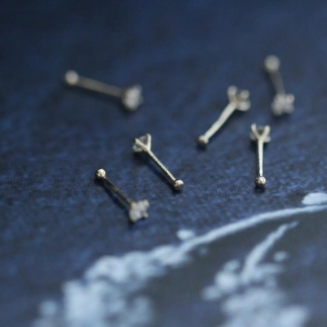 GOLDtutu Nose Rings and Studs, Body Jewelry, 14K Real Gold, Custom, Au585, kj467 6