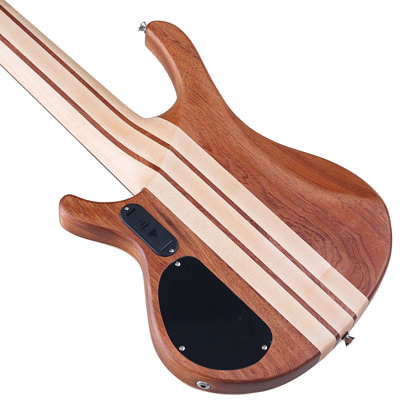 One Piece Tree Burl Top 6 String Electric Bass Guitar Active Guitarra Solid Okoume Wood Body  43 Inch Bass Guitar High Grade