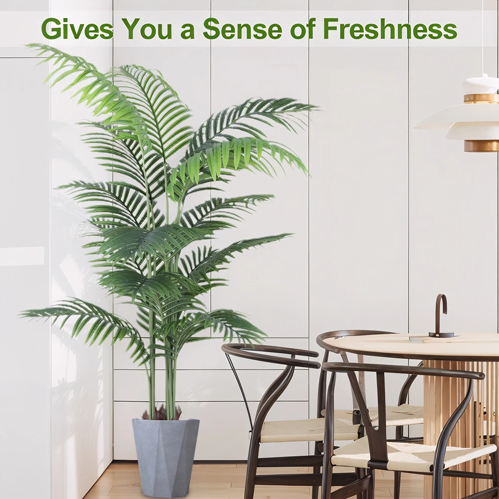 Artificial Areca Palm Plant 5FT Palm Tree Tropical Palm Plant Dypsis Lutescens Plants in Pot for Home Office Living Room