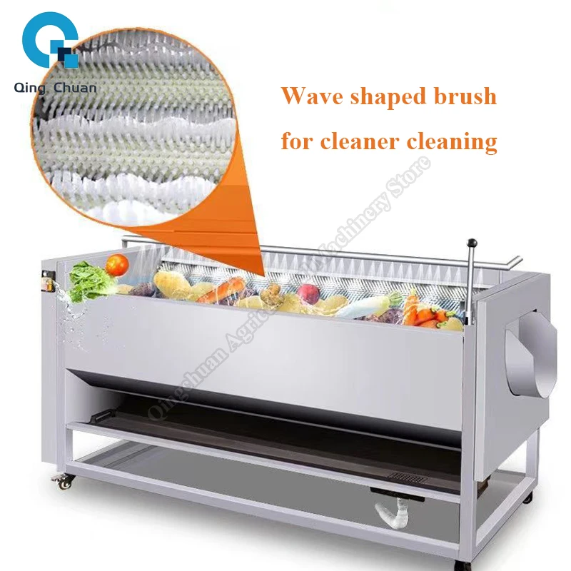 Fruit Vegetable Cleaning Peeling Machine Fully Automatic Brush Root Vegetable Carrot Ginger Potato Roller Peeler