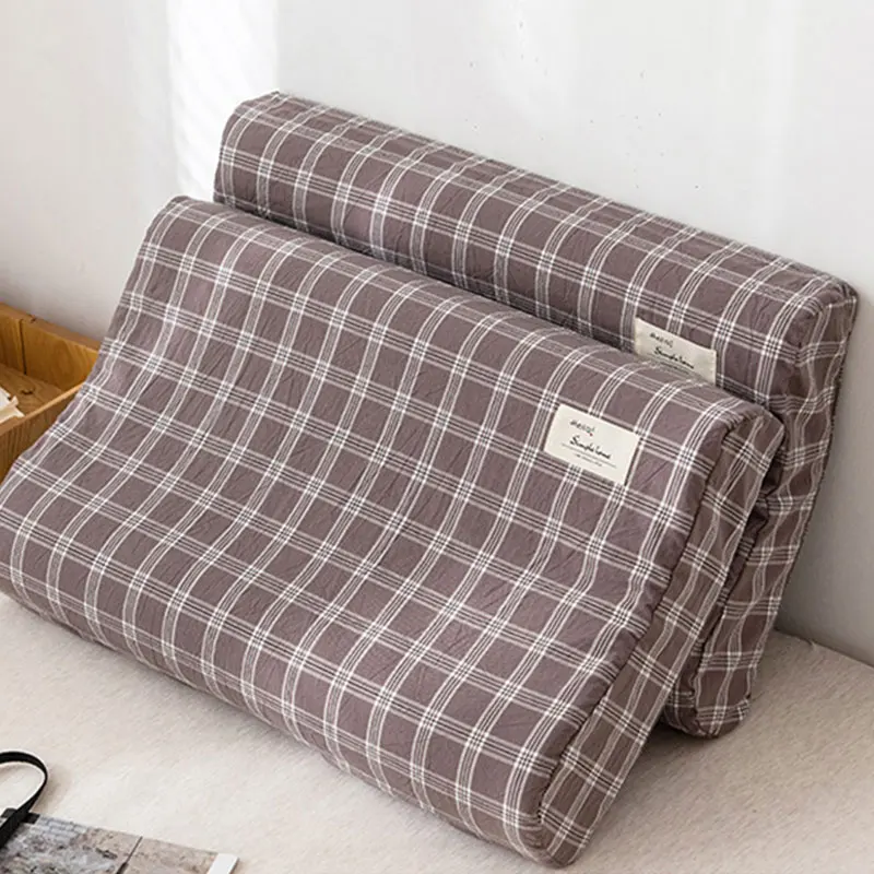 Latex Pillow Cases Strip Plaid Soft Memory Foam Pillowcases Neck Memory Cushion Cover 40*60cm/30*50cm Orthopedic Neck Healthcare 3