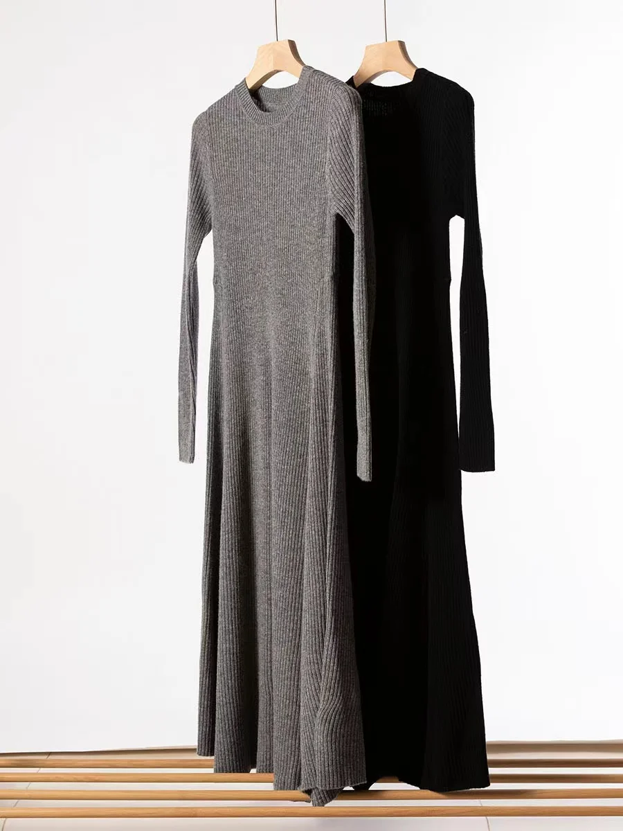 

Женская одежда 2024 Облегающее вязаное платье с круглым вырезом Весна-Лето Новинка 418