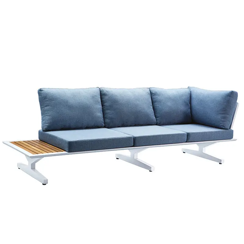 

Modern Design Outdoor Garden Aluminum Alloy Furniture Teak Armrest Sofa Set for Dining Hotel Farmhouse Supermarket Workshop