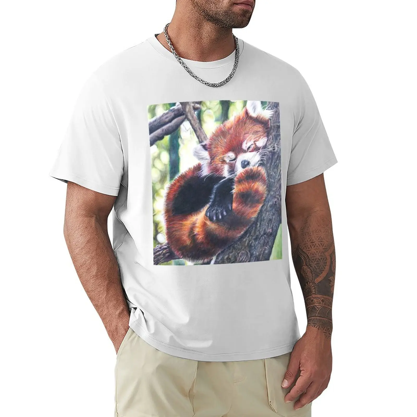 

Sleeping Red Panda Drawing T-shirt customs design your own customizeds summer top mens graphic t-shirts pack
