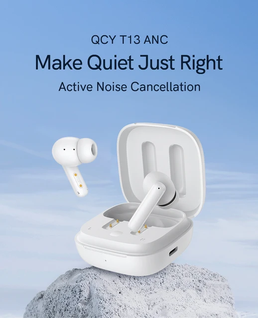 QCY T13 ANC Active Noise Cancelling Wireless Earbuds, Bluetooth 5.3  Headphones with 30H Playtime Charging Case, IPX5 Waterproof Ear Buds for  iPhone and Android, White : Electronics 