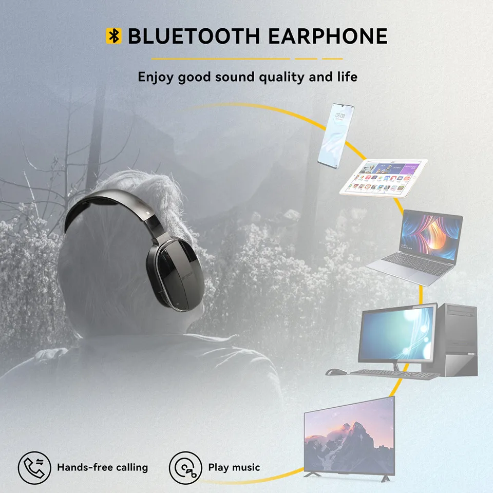 Wireless Headphone Bluetooth Headset for Mobile Phone Computer TV Earphone With Multifunction Base Rechargeable Saving Function