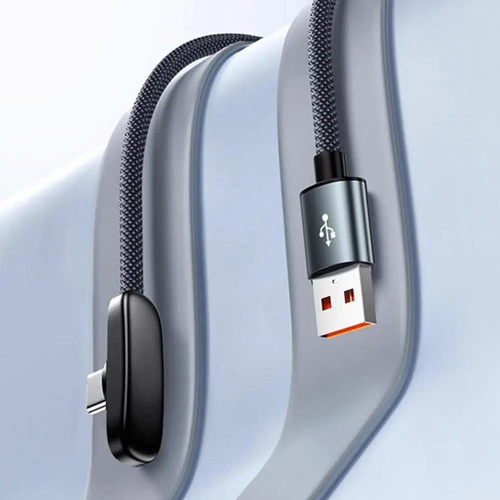 90도 각도 인터페이스를 갖춘 100W Type-C 데이터 케이블, 편조형 데이터 케이블, 100W 초고속 충전