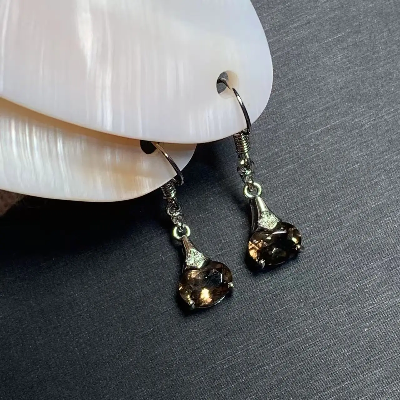 Authentic Natural Smoky Quartz Stud Earrings For Women irregular Stone 925 Sterling Silver plated Jewelry Gift gem jewelry