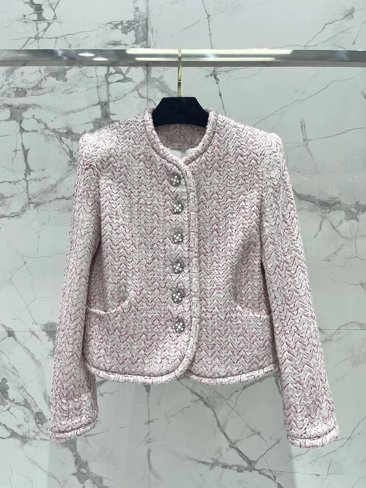 

2024SS Spring Autumn New Women Luxury High Quality Tweed Jacket Coat Female Chic Overcoat