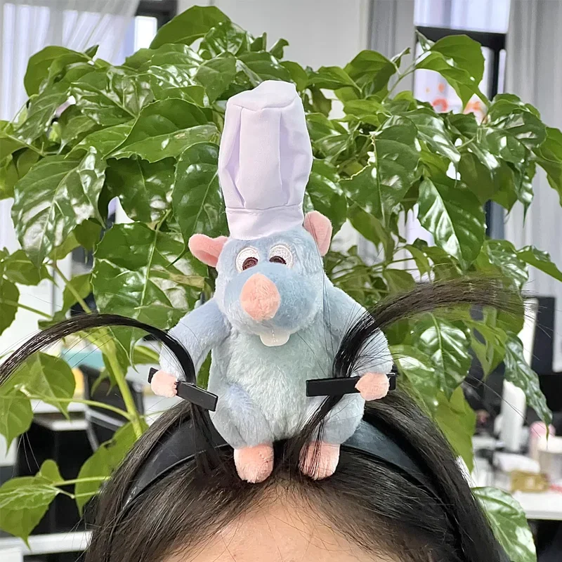 Disney Ratatouille Hairband Hairpin Plush Doll Decoration Handmade Cute Girls Wide-brimmed Bunch With Non-slip Peripheral Gifts