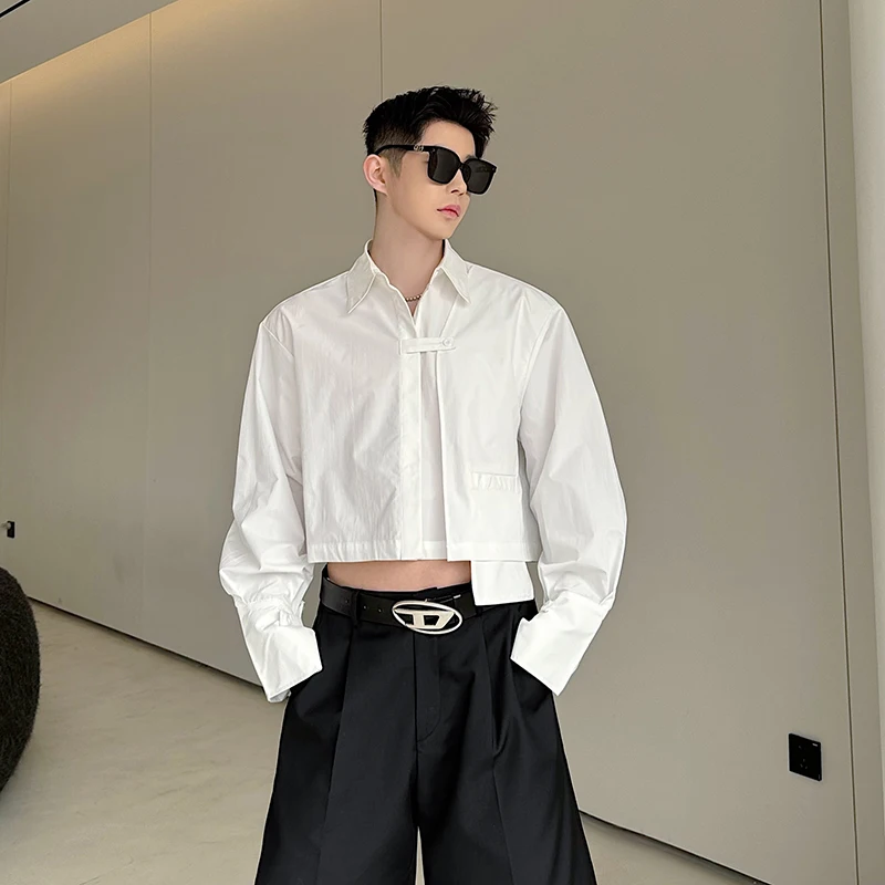 2024 Spring Men's Clothes Trendy Male High-End Short Shirt Men's Long-Sleeve Solid Color Fashion Loose Comfortable Shirts