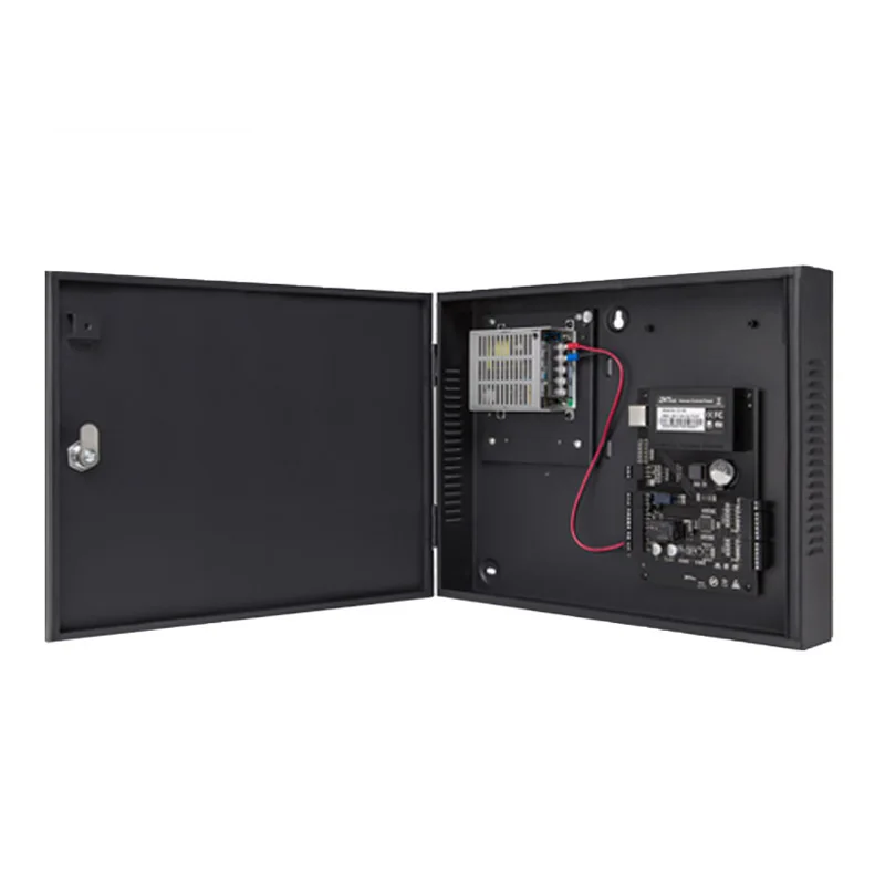 Painel de controle acesso tcp/ip placa zk C3-400 4 portas sistema controle acesso com fonte alimentação caixa ferro opcional função da bateria