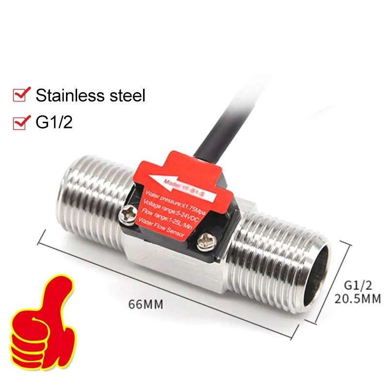 1/2" 3/4" 1'' 1-1/4'' 1-1/2'' 2 Inch Stainless Steel Hall Flow Sensor Water Flow Sensor Flowmeter Control Liquid Switch