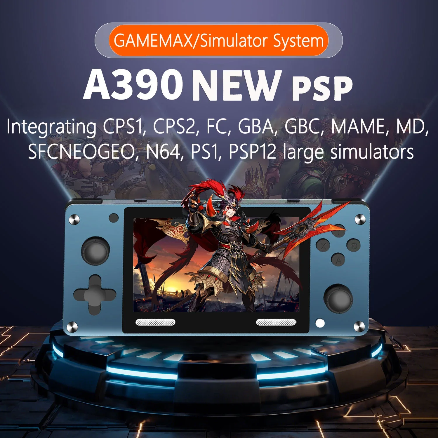 

New A390 handheld game console 4-inch IPS high-definition screen 12 emulators GAMEMAX system nostalgic game console 10000 games