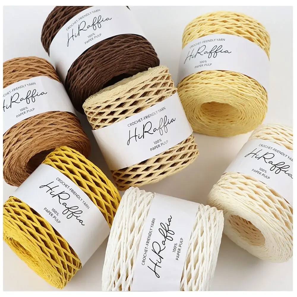 Natural Raffia Straw Yarn Hand-Knitted Crocheting Rafia Straw Paper Yarn DIY Handmade Summer Sunhat Beach Bag