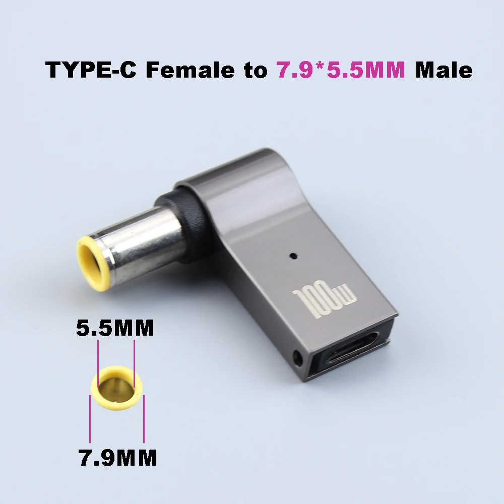 PD 100 W USB Typ-C Buchse auf DC 7,9*5,5mm Stecker Jack Stecker Konverter Laptop Schnelle lade Ladegerät Adapter für Lenovo/HP/DELL/Asus