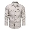 Spring Autumn Shirts Men Long Sleeve Casual Cotton Shirt High Quality Camisa Militar Overshirt Brand Clothing Outdoor Blouses